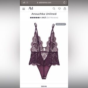 New Adore Me Purple Lace G-String Bodysuit